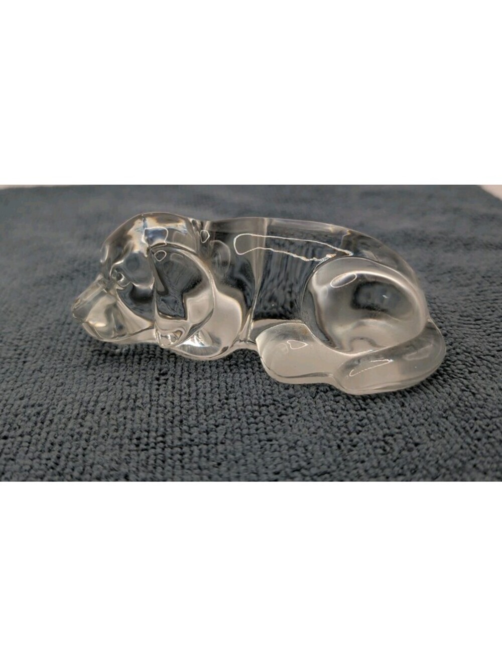 Vintage 4.5" Glass Cute Laying Down Dog Glass Paperweight 11oz. Precious